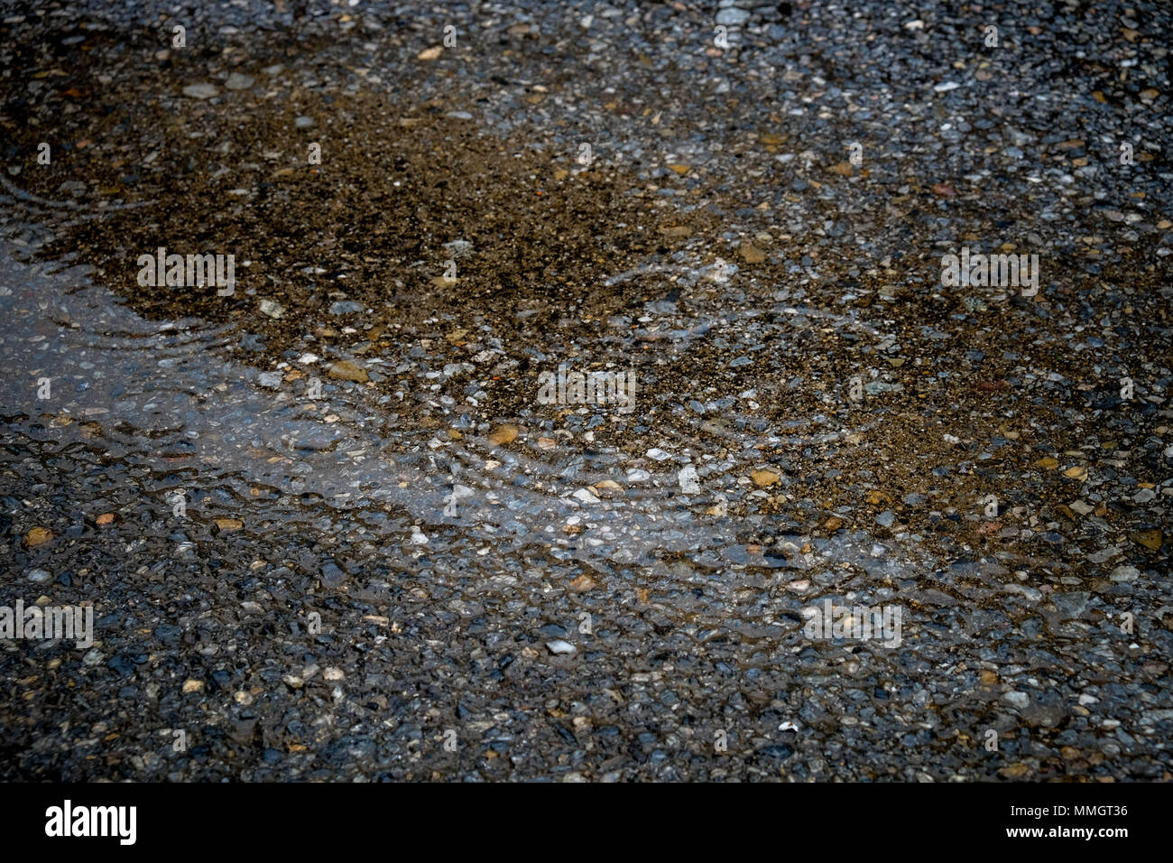 abstract texture background rain drops rippling in a puddle with blue ...