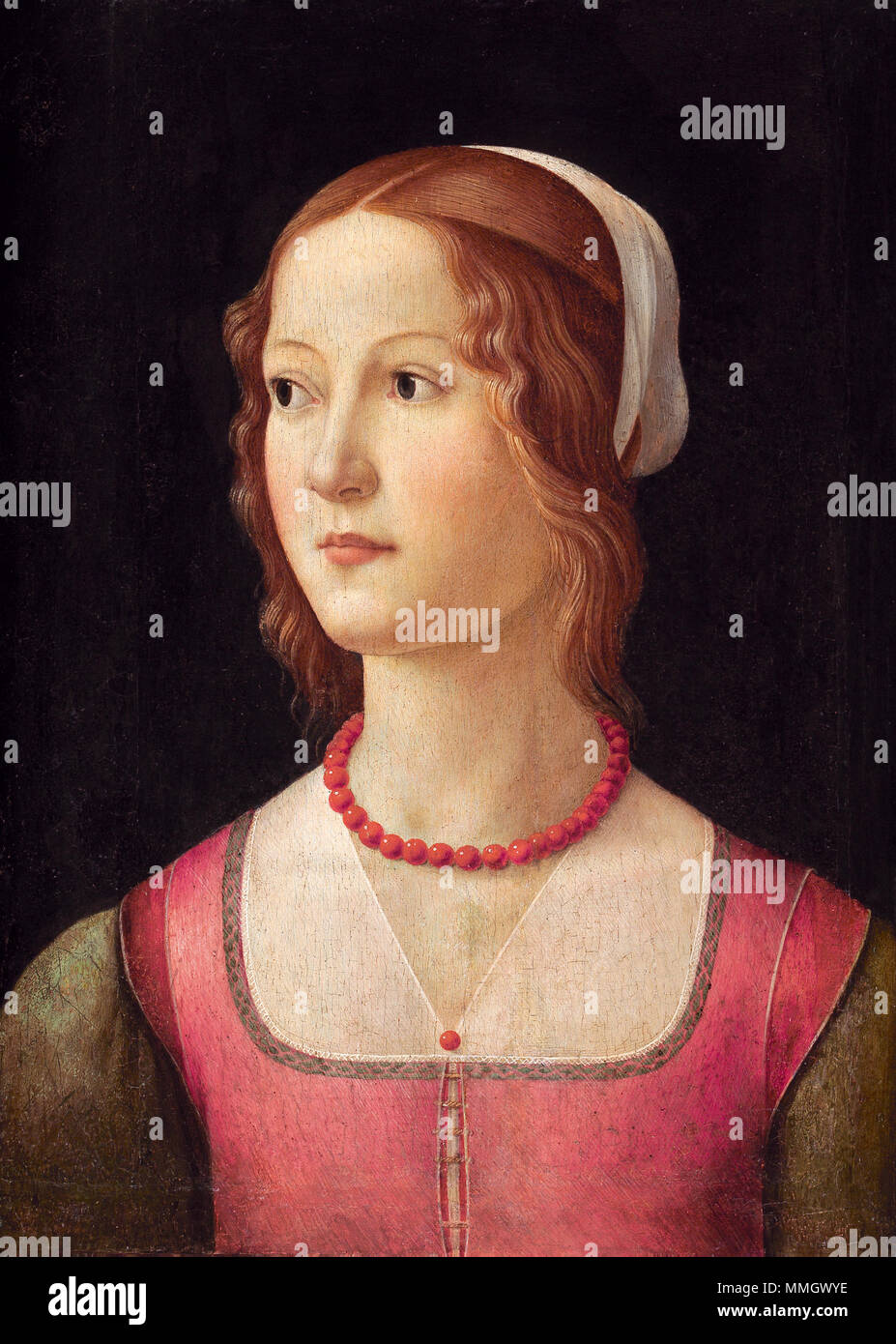 English: Portrait of a Young Woman . second half of 15th century. Domenico ghirlandaio, ritratto di giovane donna, lisbona Stock Photo