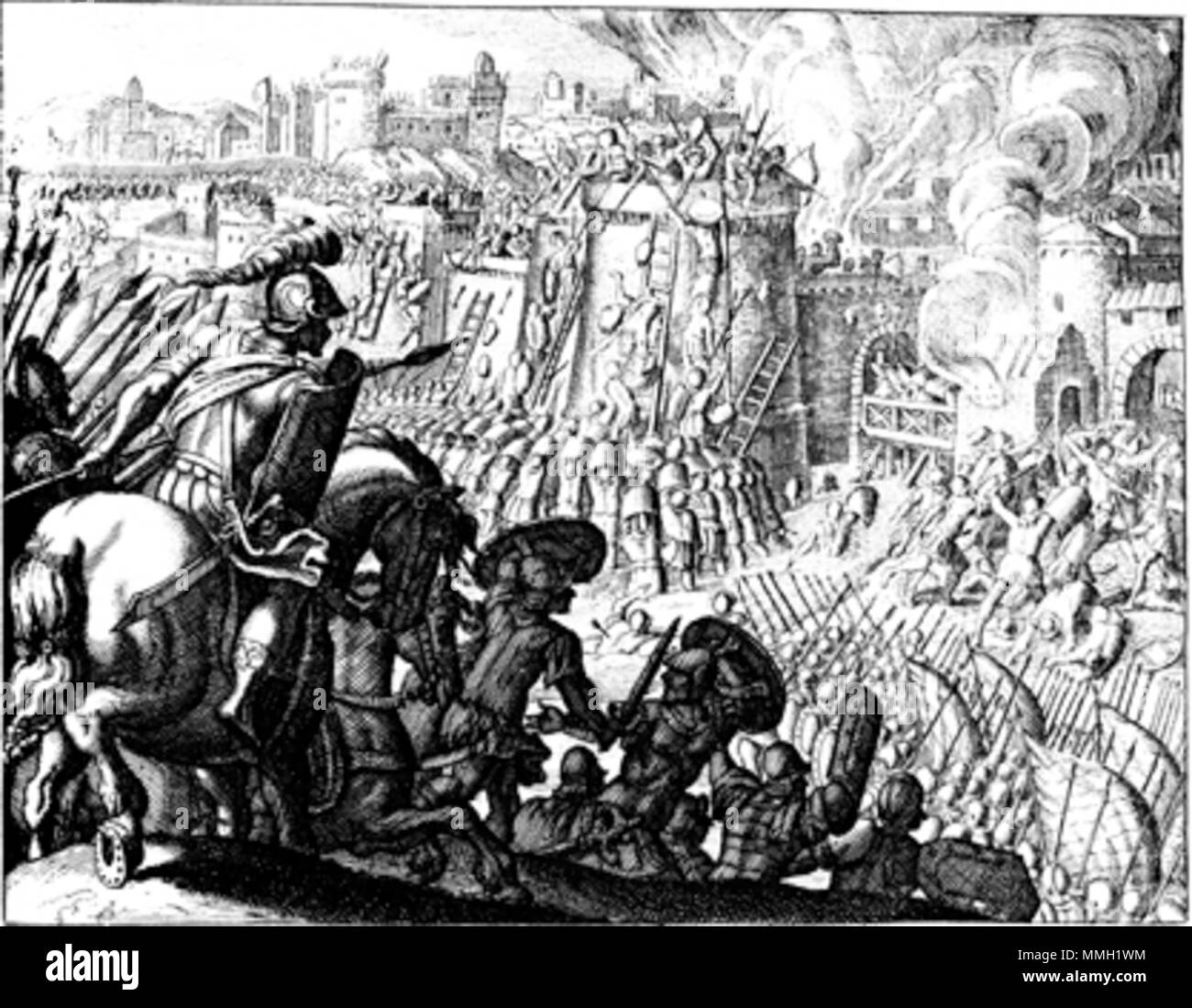English: Nebuzaradan carries into exile the remaining people in the city .  1670. UNKNOWN; Illustrator of 'L'