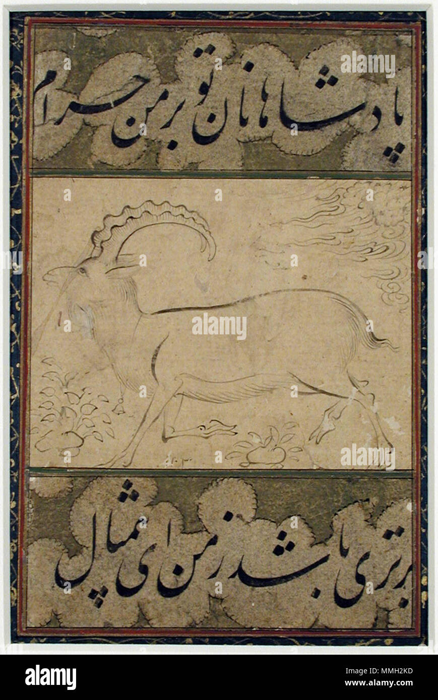 . English: Display Artist: Mu'in Musavvir Creation Date: 1691-1692 Display Dimensions: 2 17/32 in. x 3 3/16 in. (6.4 cm x 8.1 cm) Credit Line: Gift of Dr. and Mrs. Edwin Binney 3rd Accession Number: 1972.231 Collection: The San Diego Museum of Art  . 1 October 2001, 13:01:13. English: thesandiegomuseumofartcollection A mountain goat (6125044554) Stock Photo