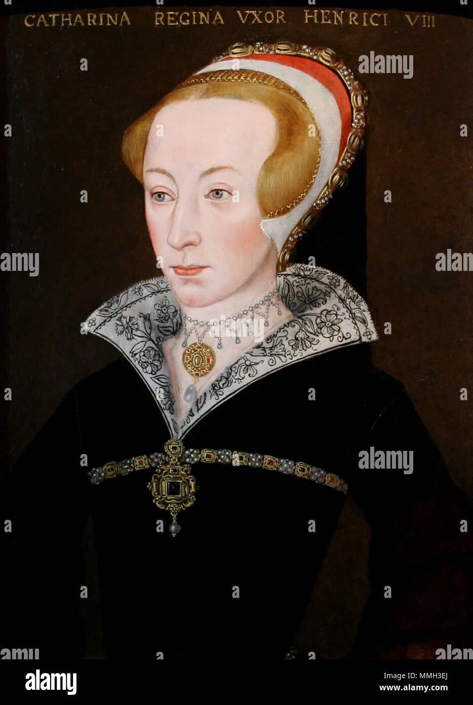 . English: Catherine Parr, 6th wife of King Henry VIII of England. Painting of the English school after a lost portrait by Hans Eworth from c.1548.  . 16th century. Unknown Catherine Parr English School after Eworth Stock Photo