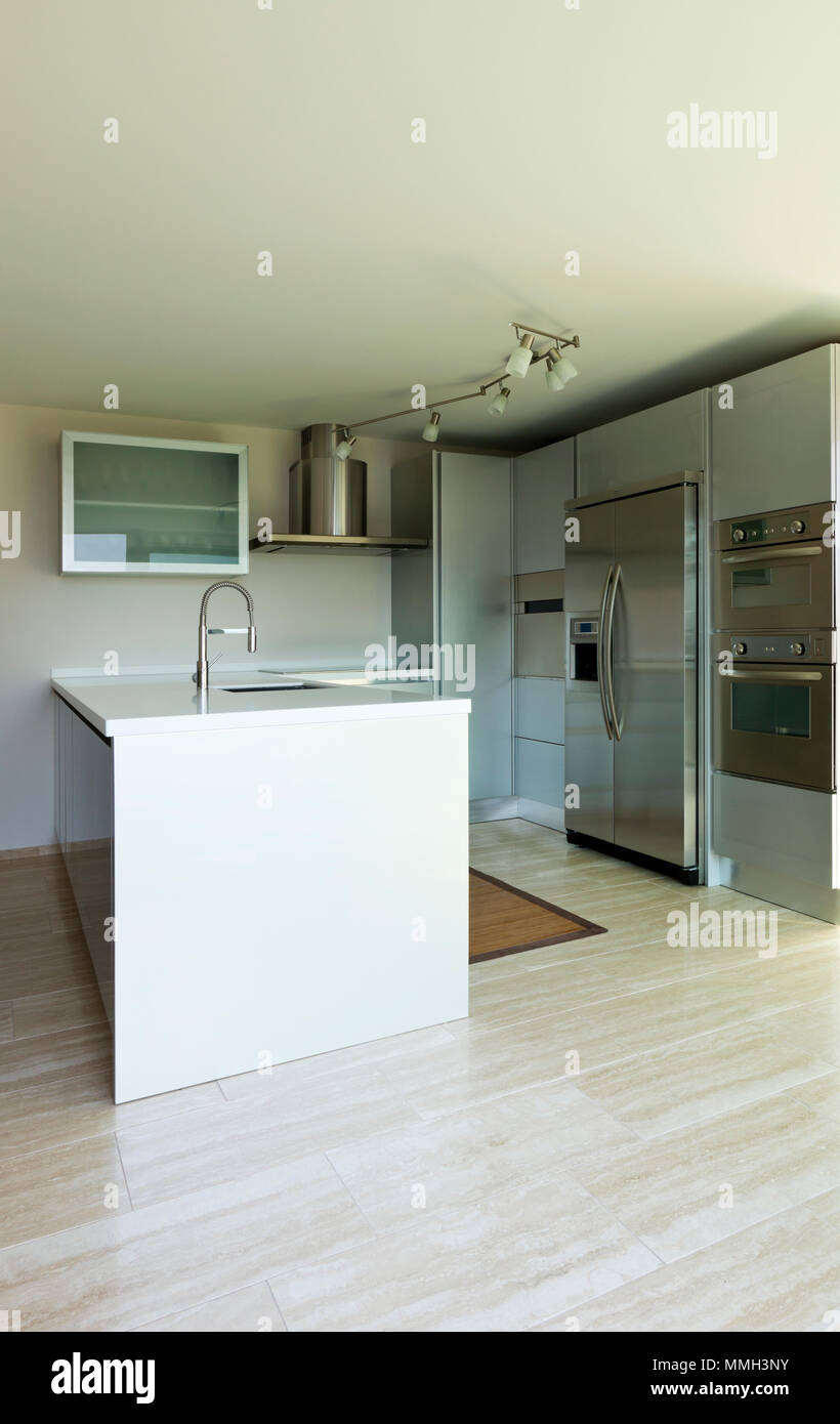 beautiful modern house, kitchen island Stock Photo