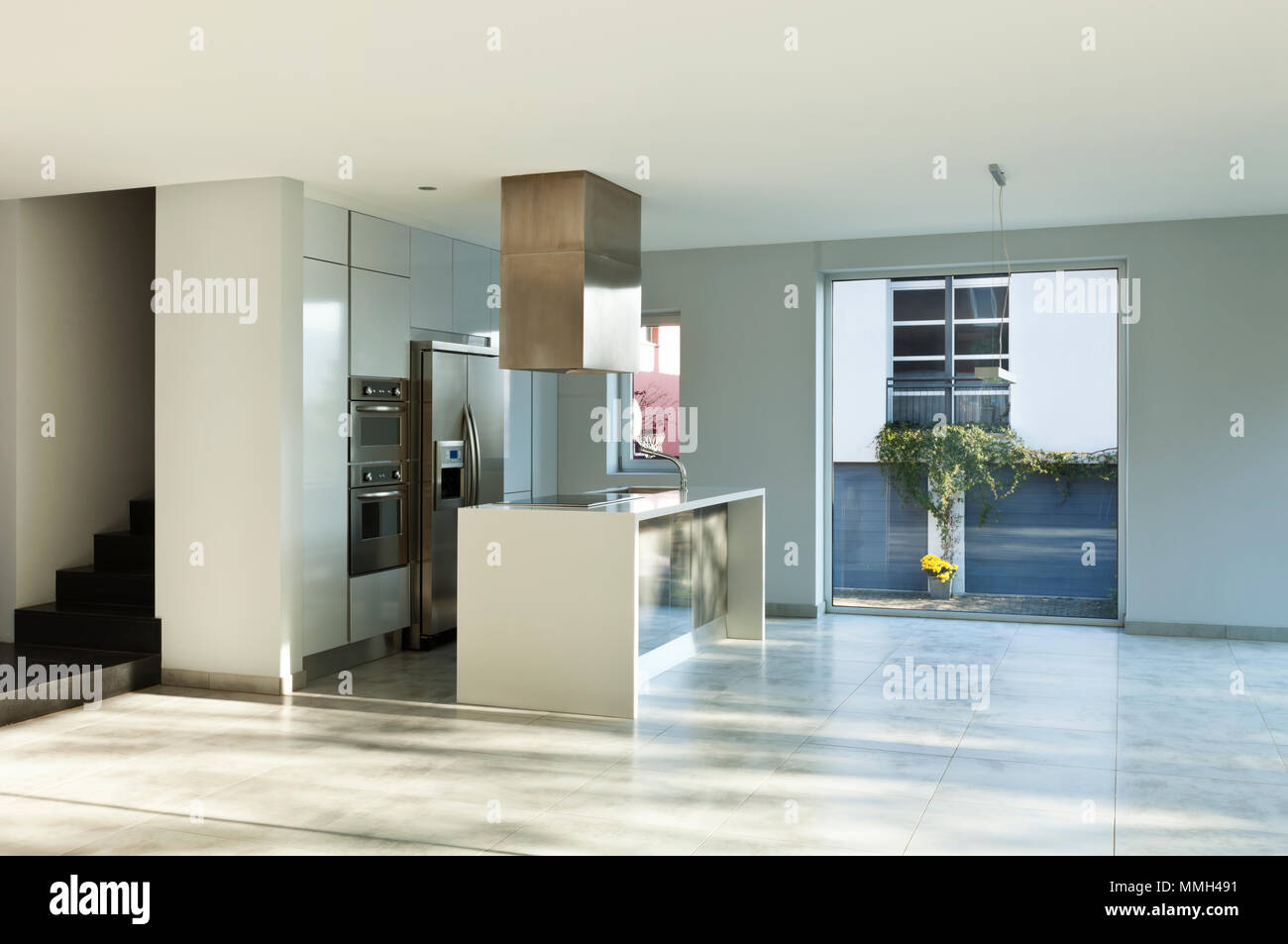 beautiful modern house, view of the kitchen Stock Photo - Alamy