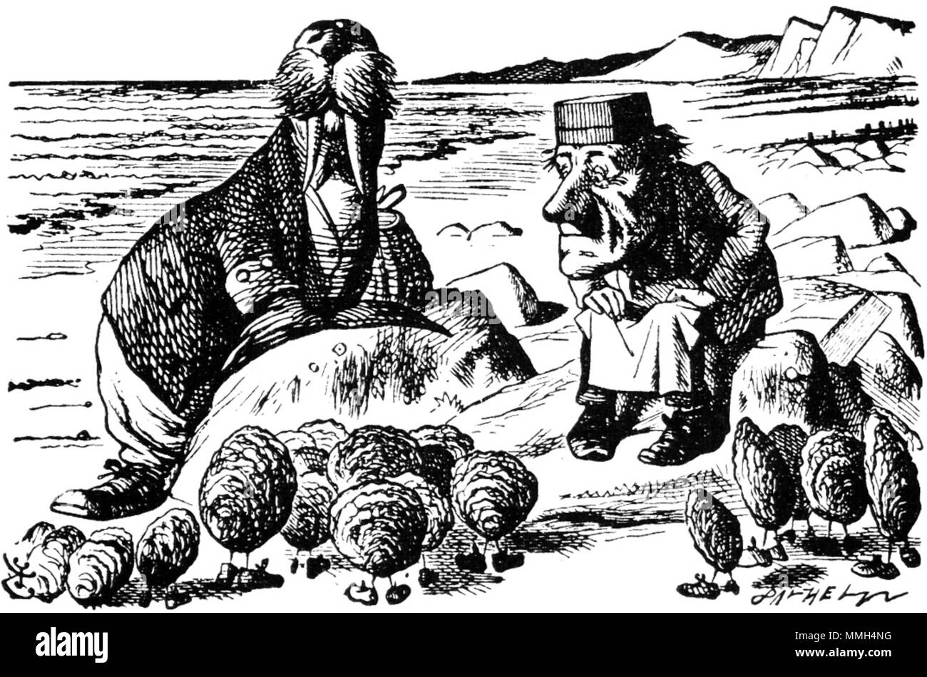 https://c8.alamy.com/comp/MMH4NG/english-a-scene-from-the-walrus-and-the-carpenter-by-lewis-carroll-drawn-by-sir-john-tenniel-in-1871-4-november-2007-original-upload-date-the-original-uploader-was-mr-absurd-at-english-wikipedia-98-briny-beach-MMH4NG.jpg