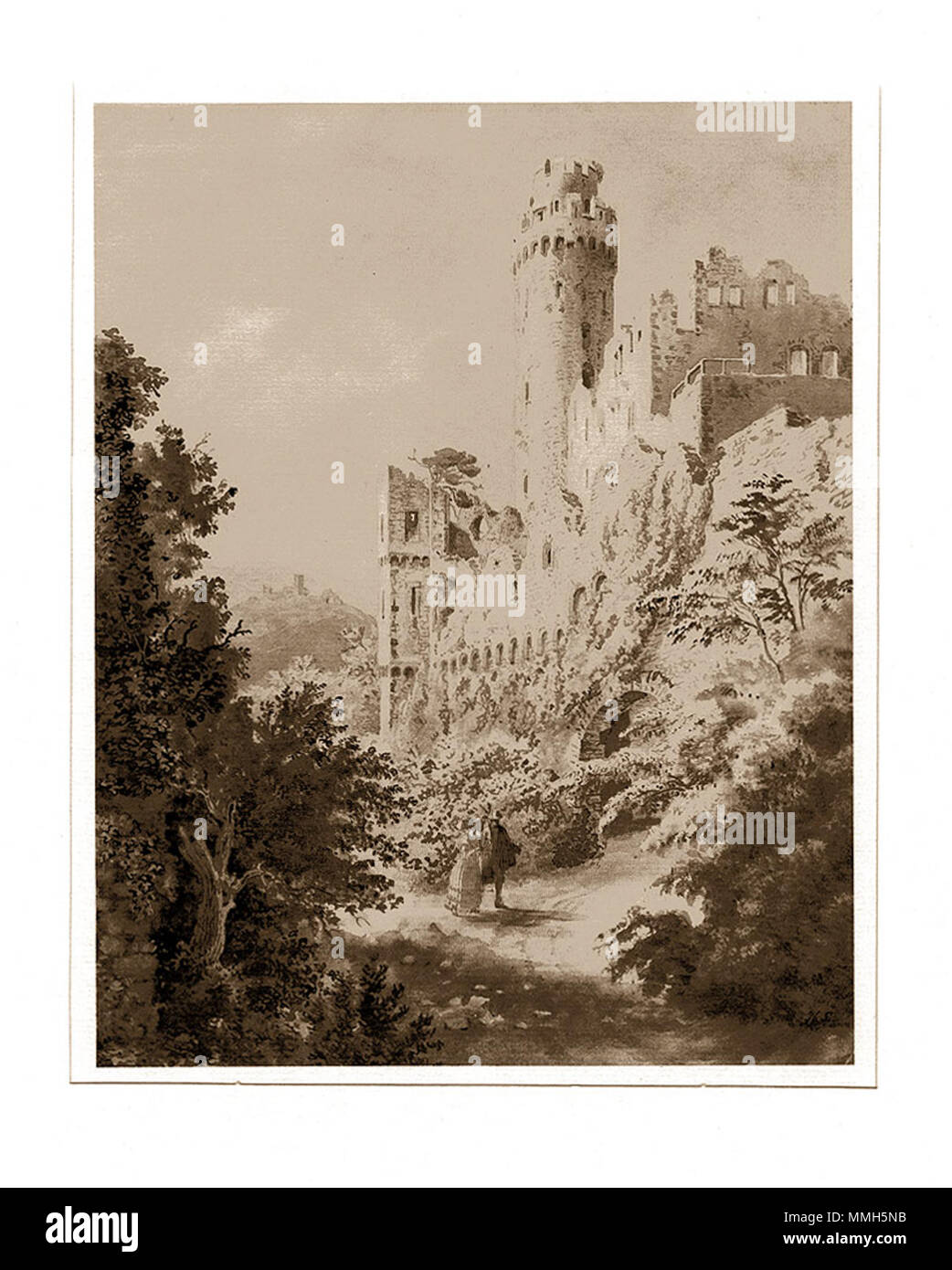 . Deutsch: Ansicht des Auerbacher Schlosses, 1819  . 1819. Johann Heinrich Schilbach Bensheim Auerbacher Schloss 1819 1 Stock Photo