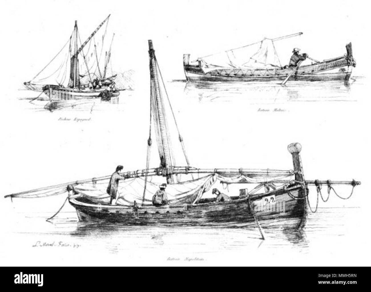 English Spanish Fishing Boat Maltese Boat Napolitan Boat Francais Pecheur Espagnol Bateau Maltais Bateau Napolitain Unspecified Antoine Leon Morel Fatio 1810 1871 Alternative Names Antoine Morel Fatio Description