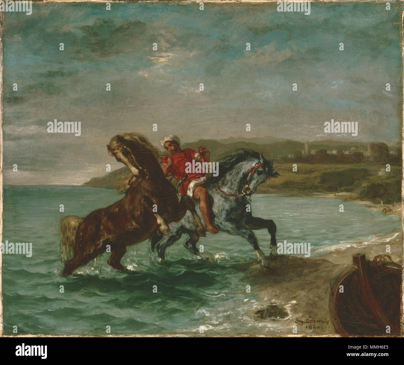 Eugène Delacroix - Chevaux sortant de la mer (1860) Stock Photo