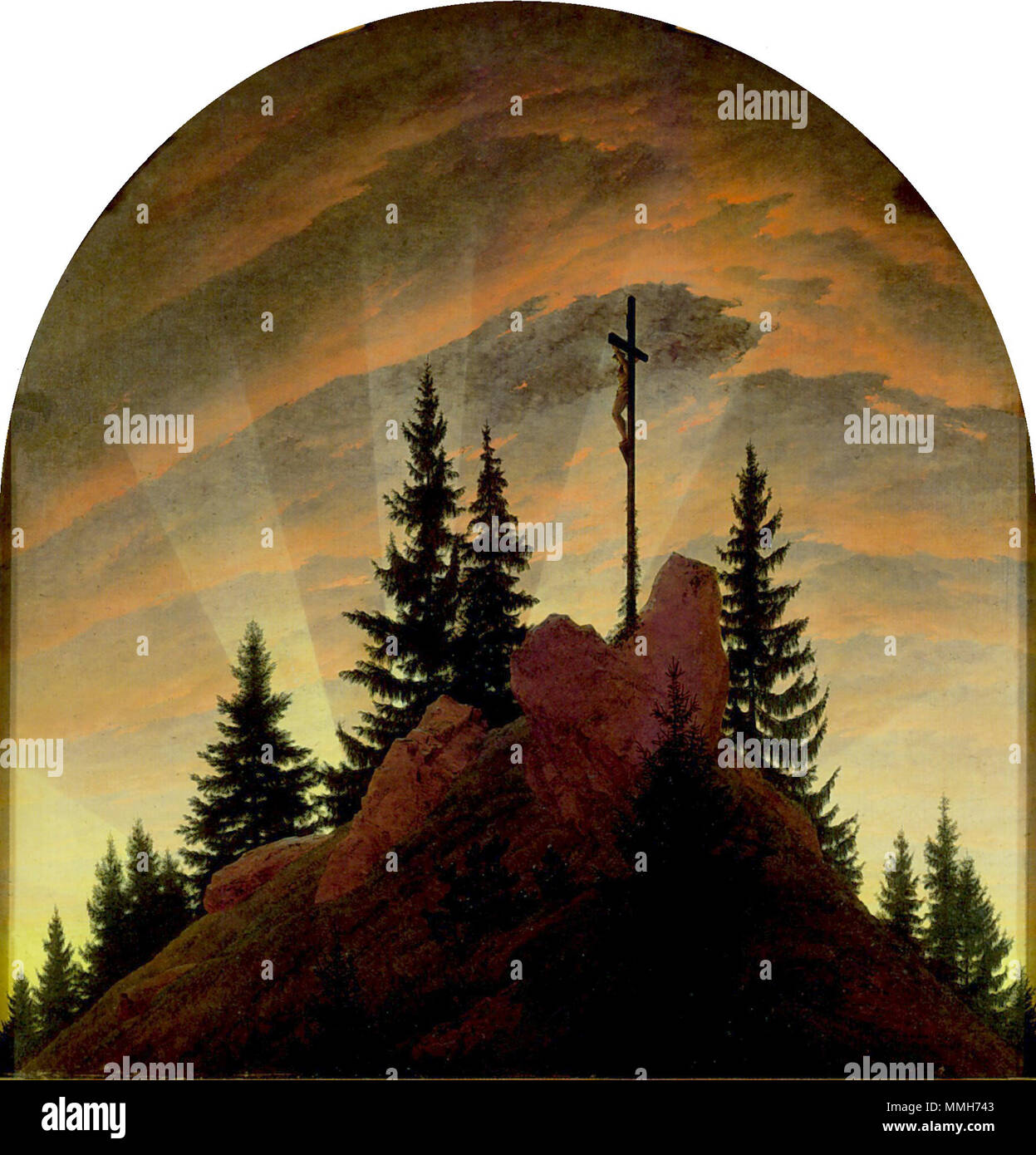 Cross in the Mountains (altarpiece Tetschen). 1807/1808. Caspar David Friedrich Das Kreuz im