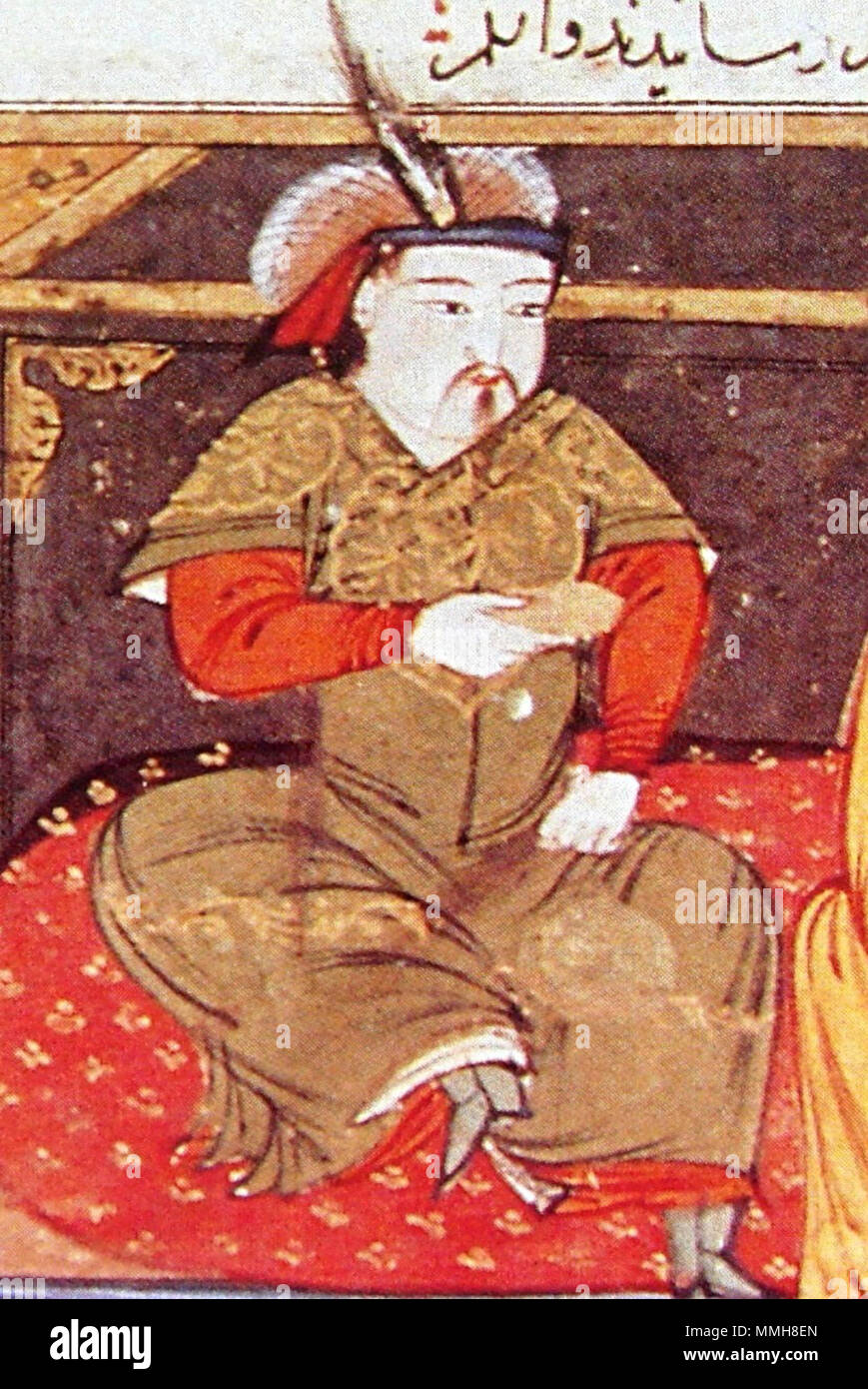 . English: Hulagu Khan.  . 14th century. Rashid-al-Din Hamadani Hulagu Khan Stock Photo