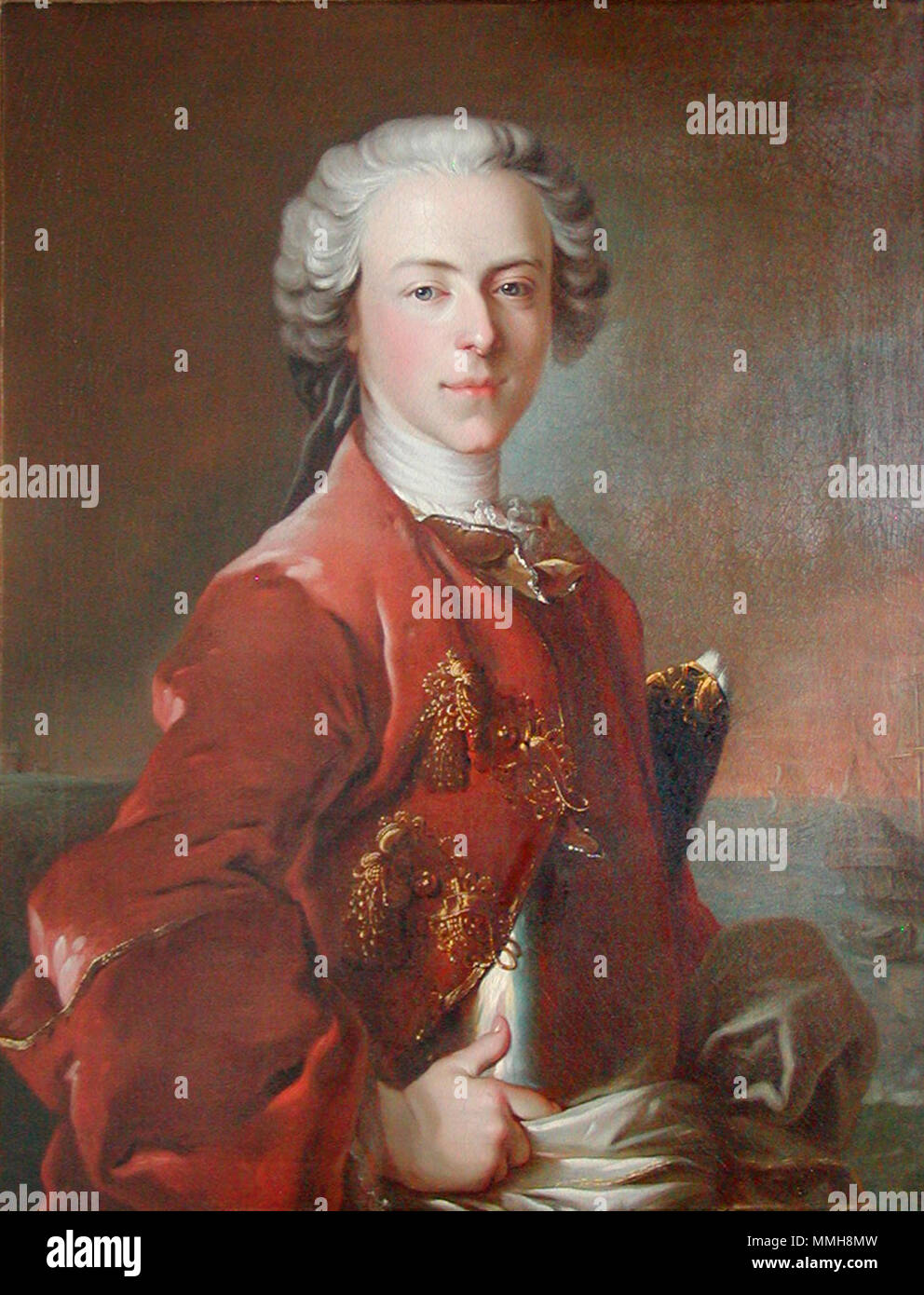 Louis Tocqué, 1736, Portrait of Frederik de Løvenørn Stock Photo