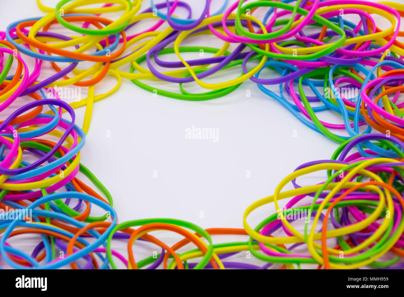 Colorful neon elastic / rubber bands Stock Photo Alamy