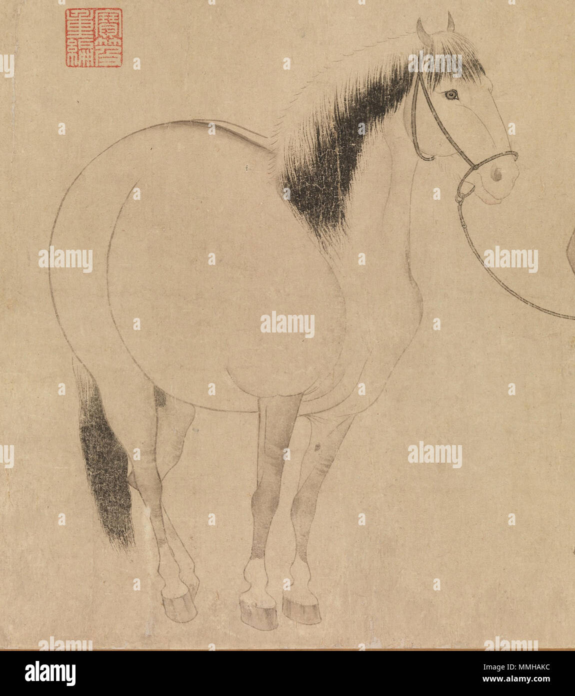 . English: Zhao Mengfu Man and Horse, dated 1296 (30.2 x 178.1 cm), detail; Metropolitan Mus. N-Y  . 14 January 2008.   Zhao Mengfu  (1254–1322)       Alternative names ????; ???; ???; ???  Description Chinese painter  Date of birth/death 1254 1322  Location of birth/death Wuxingchang Beijing  Authority control  : Q197461 VIAF:?50532127 ISNI:?0000 0000 8050 1999 ULAN:?500121418 LCCN:?n80125431 NLA:?36730921 WorldCat 7b Zhao Mengfu Man and Horse, dated 1296 (30.2 x 178.1 cm); Metropolitan Mus. N-Y Stock Photo
