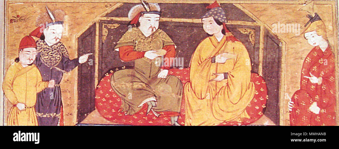 . Hulagu With His Christian Wife Doquz Khatun  . 1305. Rashid al'Din HulaguWithHisChristianWifeDoquzKhatun Stock Photo