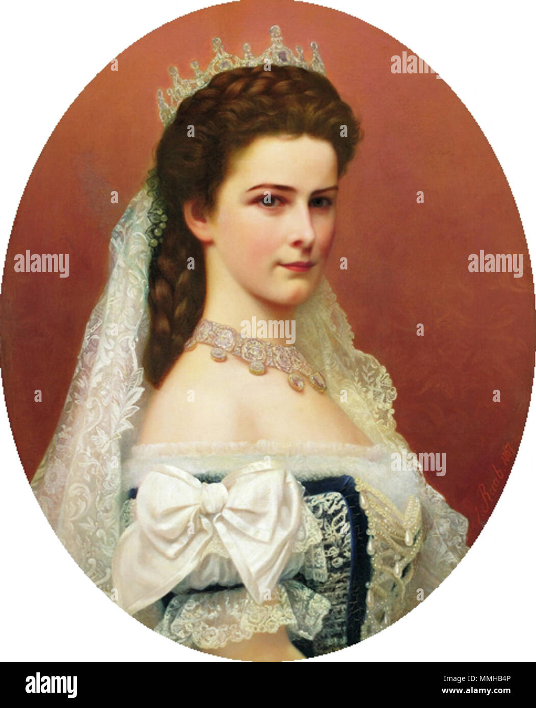 .  Deutsch: Kaiserin Elisabeth als ungarische Königin English: Empress Elisabeth as Queen of Hungary  . 1867. Georg Raab 002 Stock Photo