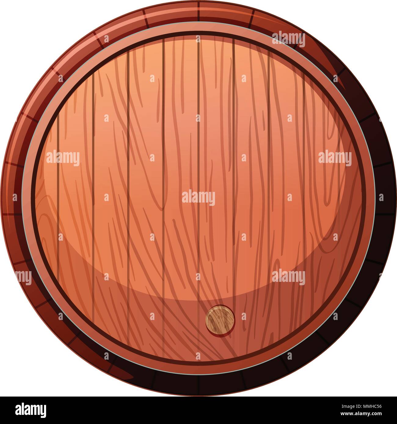 Front of Wine Oak Barrel on White Background illustration Stock Vector