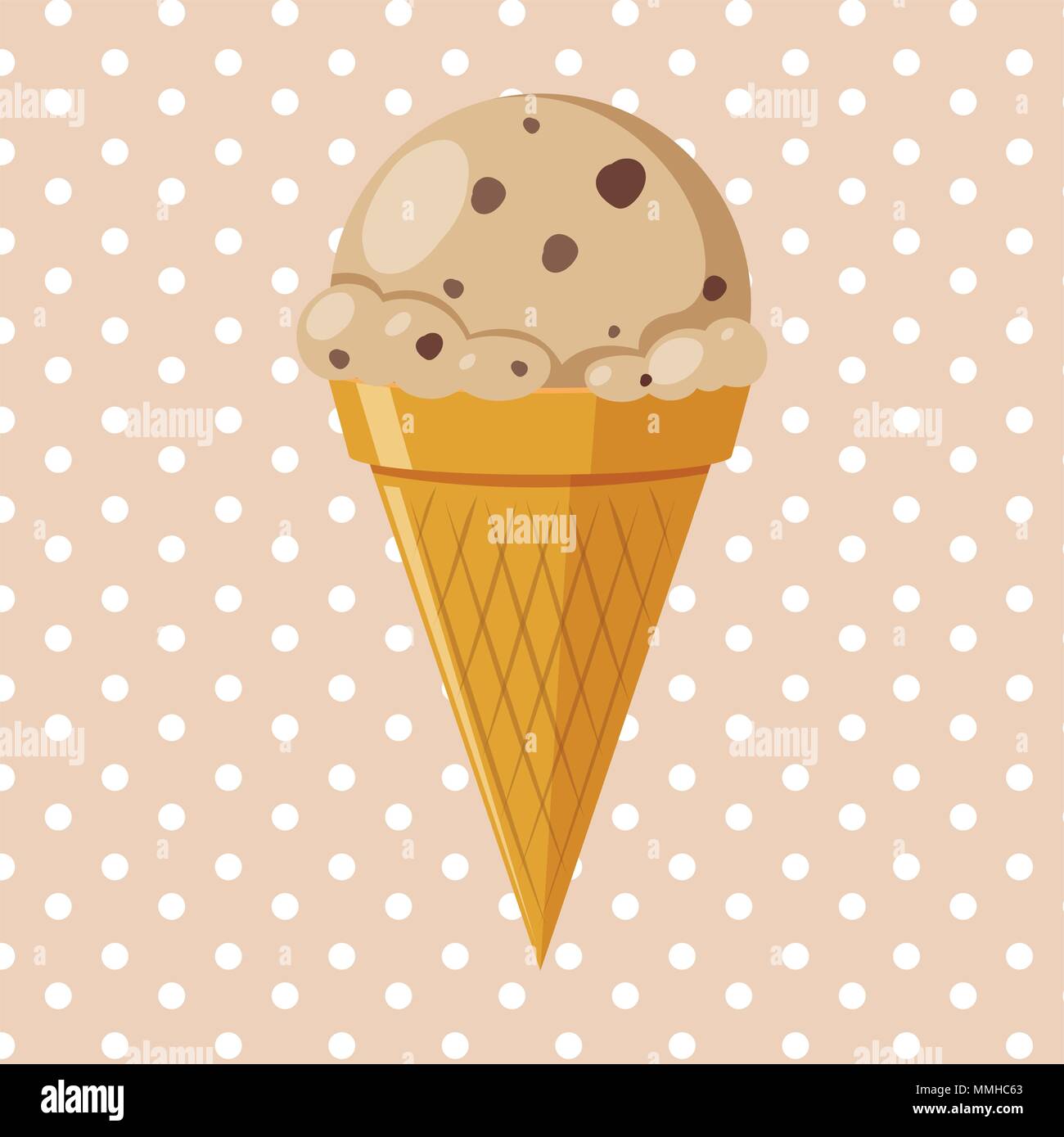 Delicious chocolate chip ice cream illustration Stock Vector Image