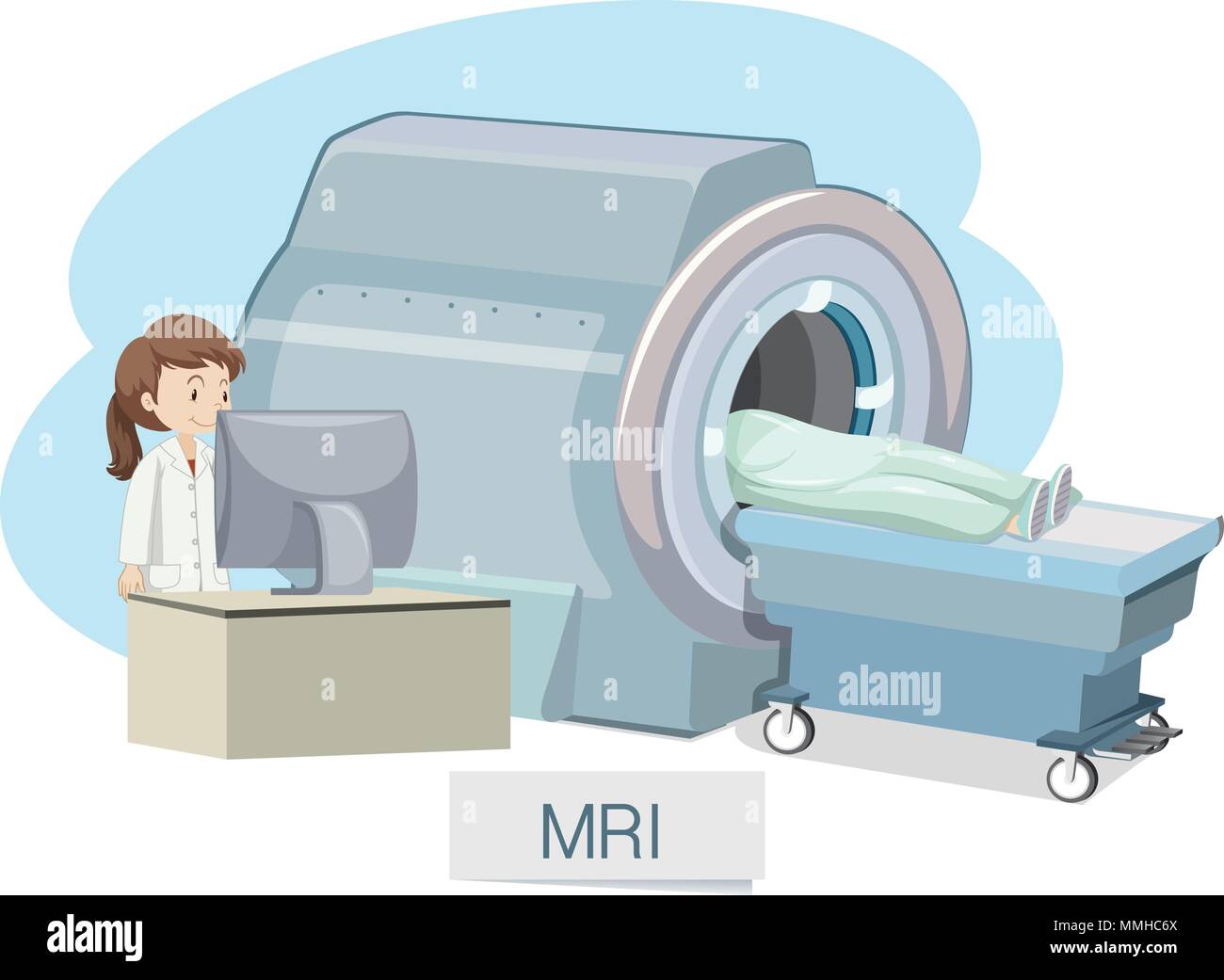 MRI Scanning on White Background illustration Stock Vector