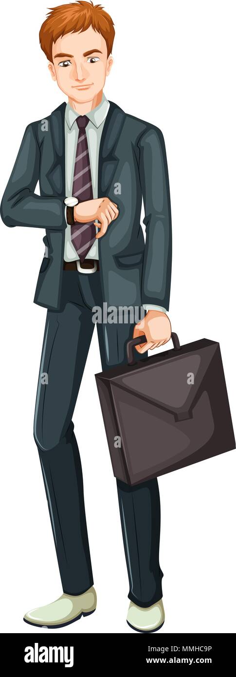 A Young Businessman on White Background illustration Stock Vector