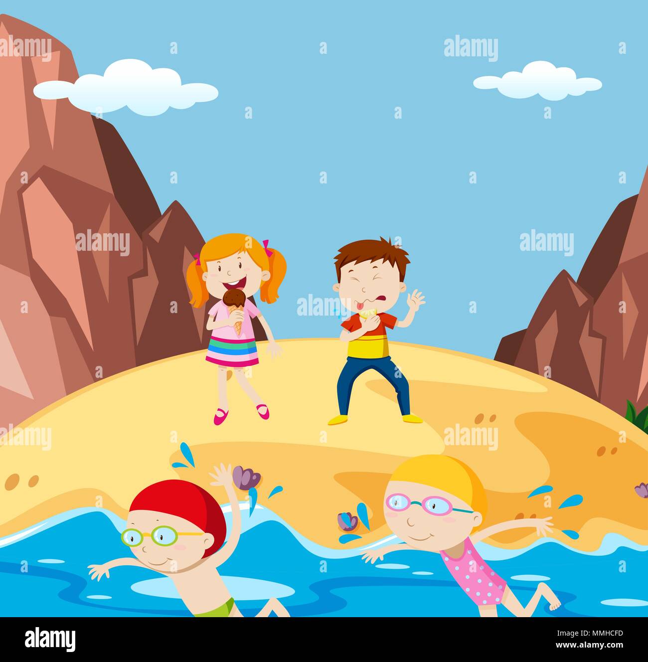 Summer Holiday at the beach illustration Stock Vector Image & Art - Alamy