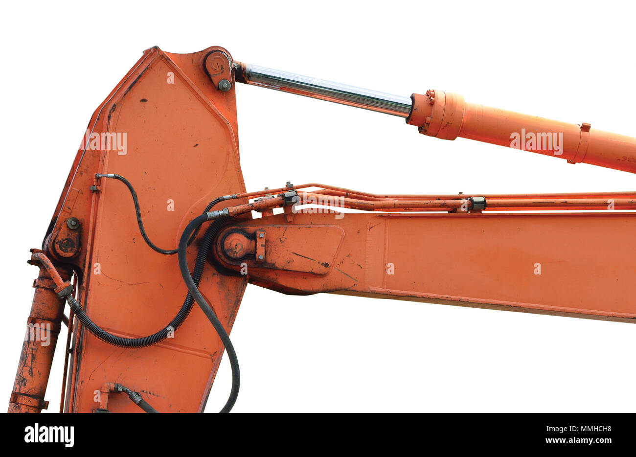 frokost sikkerhed Shah Old Generic Excavator Dipper Boom Bucket Ram Horizontal Closeup, Isolated  Aged Weathered Orange Yellow Details, Backhoe Dozer Hydraulics Hoses, Links  Stock Photo - Alamy