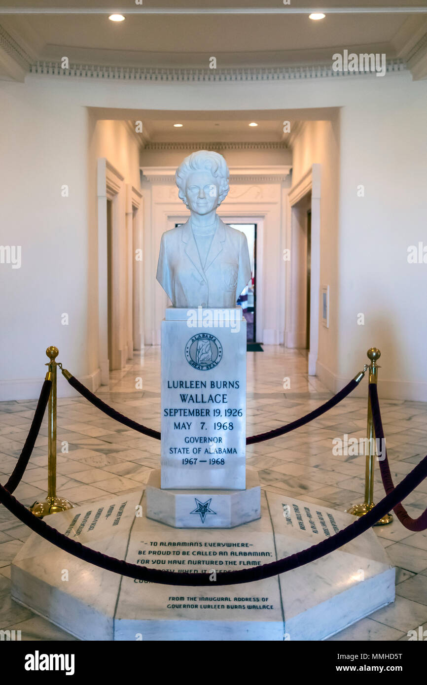 Montgomery, Alabama - A bust of former Alabama Governor Lurleen Wallace in the Alabama State Capitol. Stock Photo