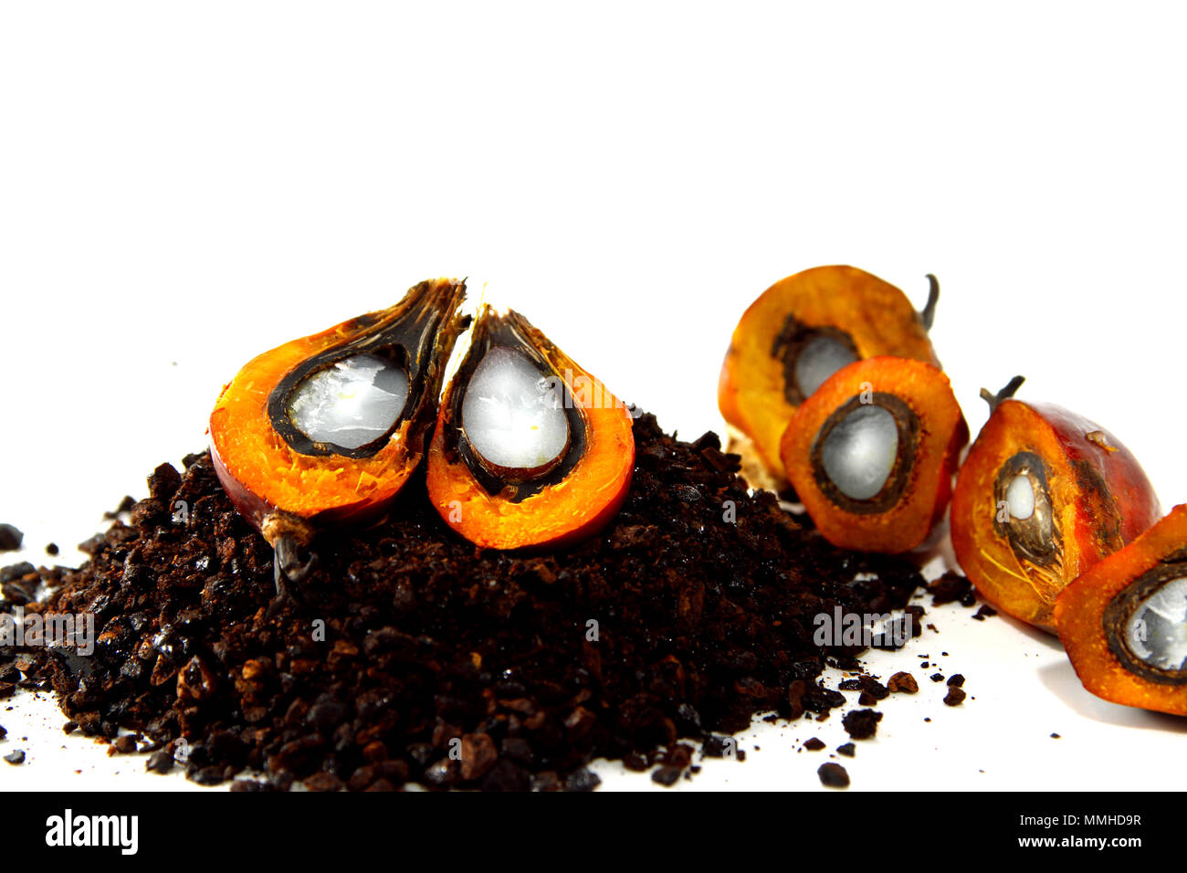 Palm oil as background / Palm oil is an edible vegetable oil derived