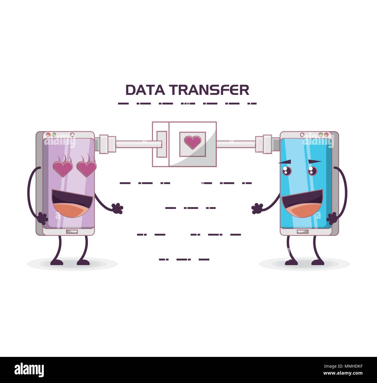 two smartphones friends comic character vector illustration design Stock Vector