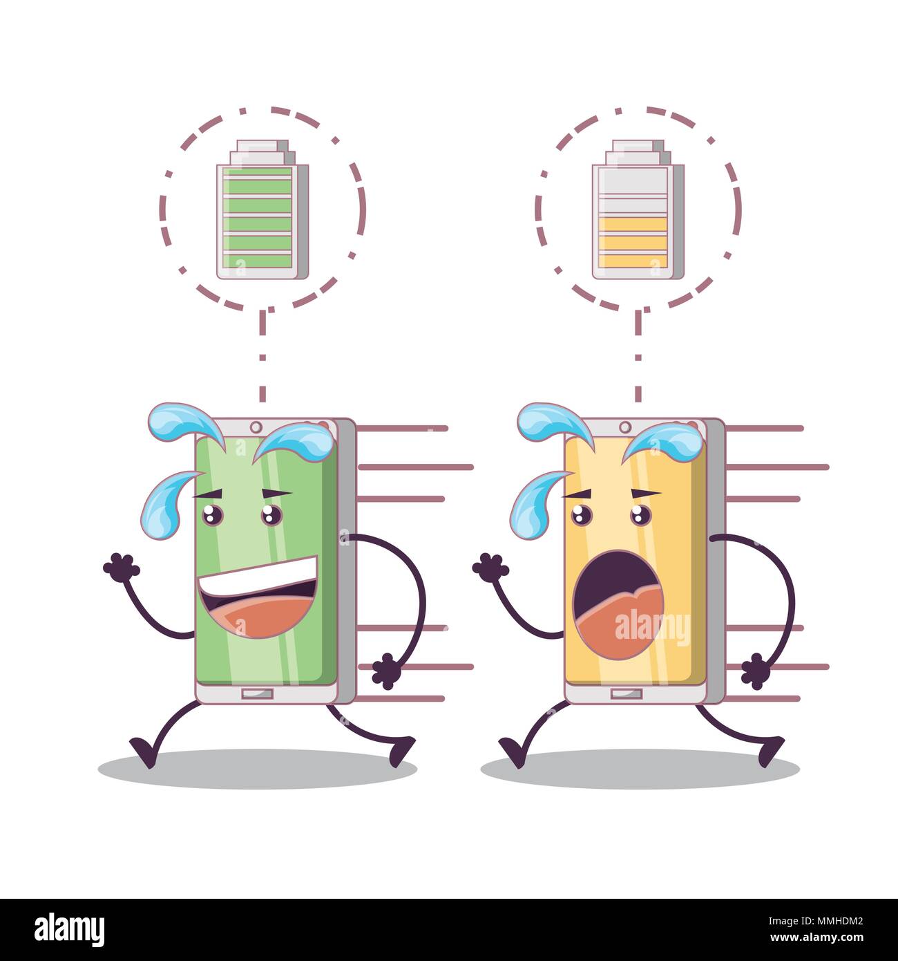 two smartphones friends comic character vector illustration design Stock Vector