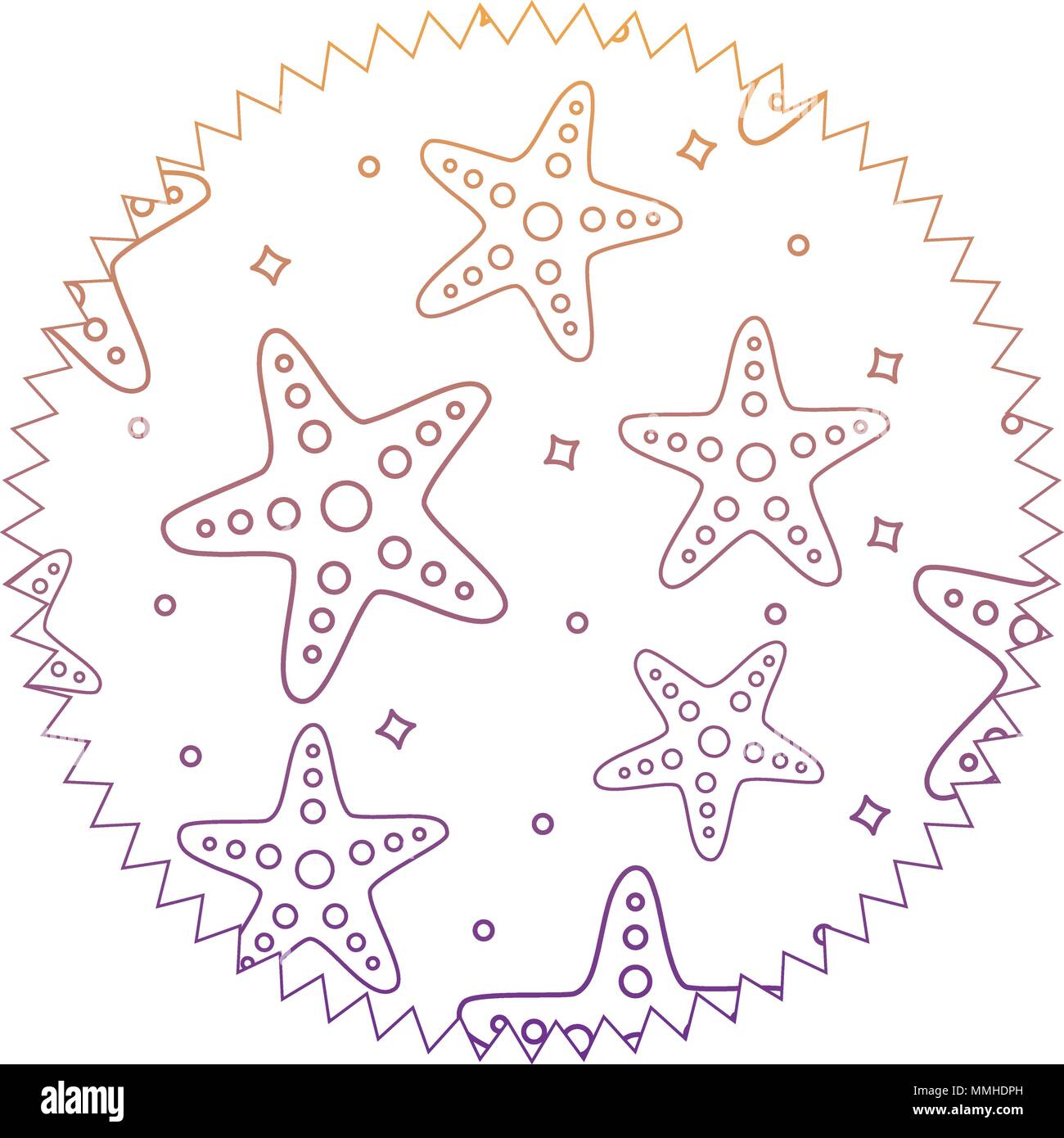 seal stamp with sea stars pattern over white background, vector