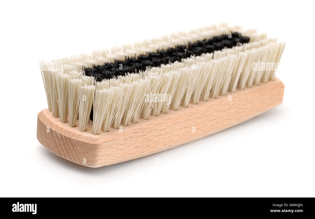 Wooden clothes hand brush isolated on white Stock Photo