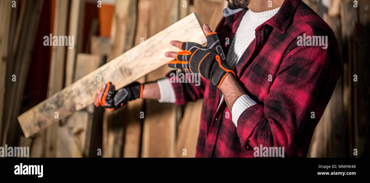 industrial wood work and work safety Stock Photo