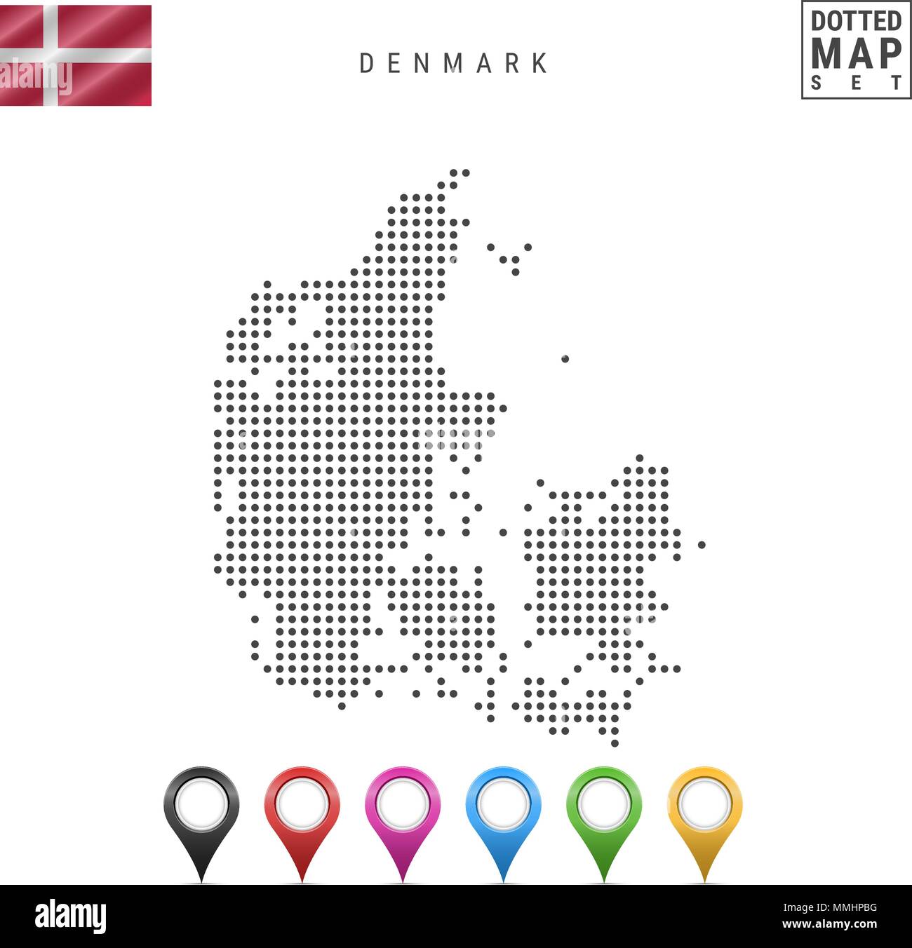 Vector Dotted Map of Denmark. Simple Silhouette of Denmark. National ...