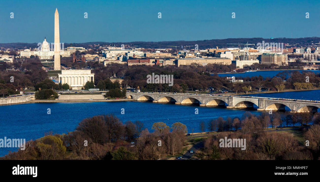 MARCH 26, 2018 ARLINGTON, VA WASH D.C. Aerial view of Washington