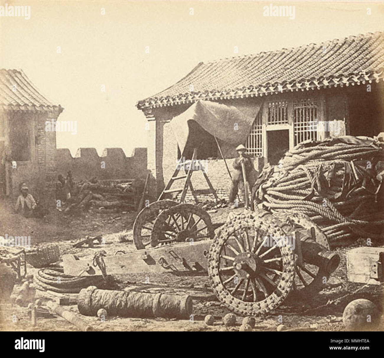 . English: An Pehtang fort was abondoned by the Chinese army. Printed in 1860. 中文（繁體）: 被棄置的北塘砲台。攝於1860年。  . 1 August 1860.   Felice Beato  (1832–1909)     Alternative names Felix Beato  Description Italian photographer, journalist, war photographer and photojournalist  Date of birth/death 1832 (or perhaps as late as 1834) 29 January 1909 (or perhaps as early as 1907)  Location of birth/death Venice, Austria-Hungary Florence, Italy  Work period 19th century  Authority control  : Q318352 VIAF:?95698883 ISNI:?0000 0001 1798 1448 LCCN:?n85044155 GND:?118987186 SELIBR:?245768 WorldCat    (???·??)  Stock Photo