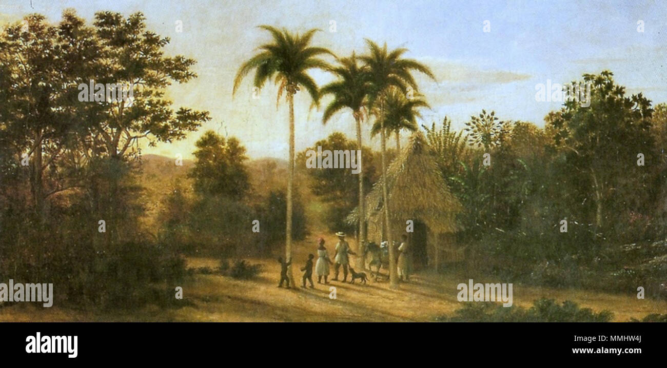 Henri Nicolas Vinet - Paisagem com Figuras e Palhoça, s.d Stock Photo ...