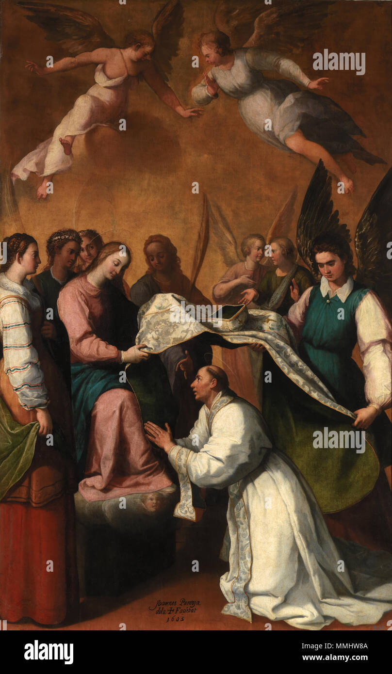 Imposición de la casulla a San Ildefonso, por Juan Pantoja de la Cruz