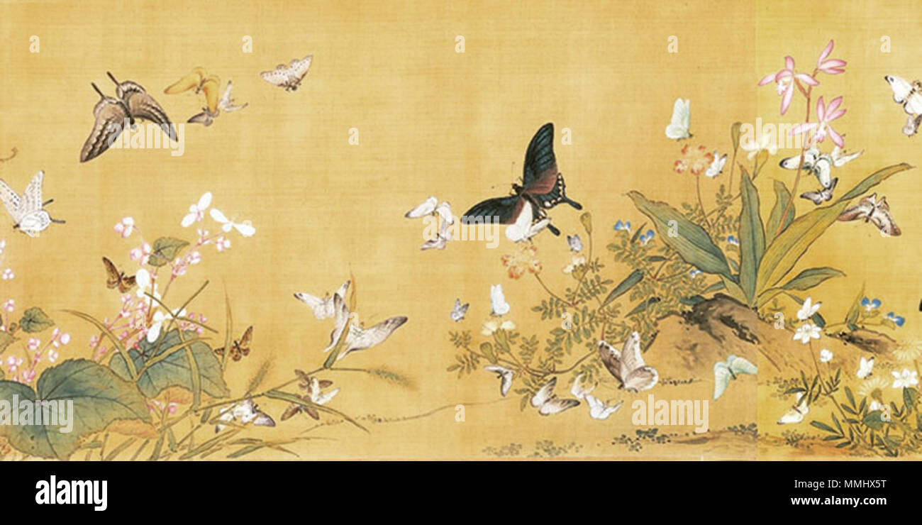 English Hundreds Of Butterflies Painted By Giuseppe Castiglione 中文 郎世宁 百蝶图 台北国立故宫博物院藏 Qing Dynasty Hundreds Of Butterflies Stock Photo Alamy