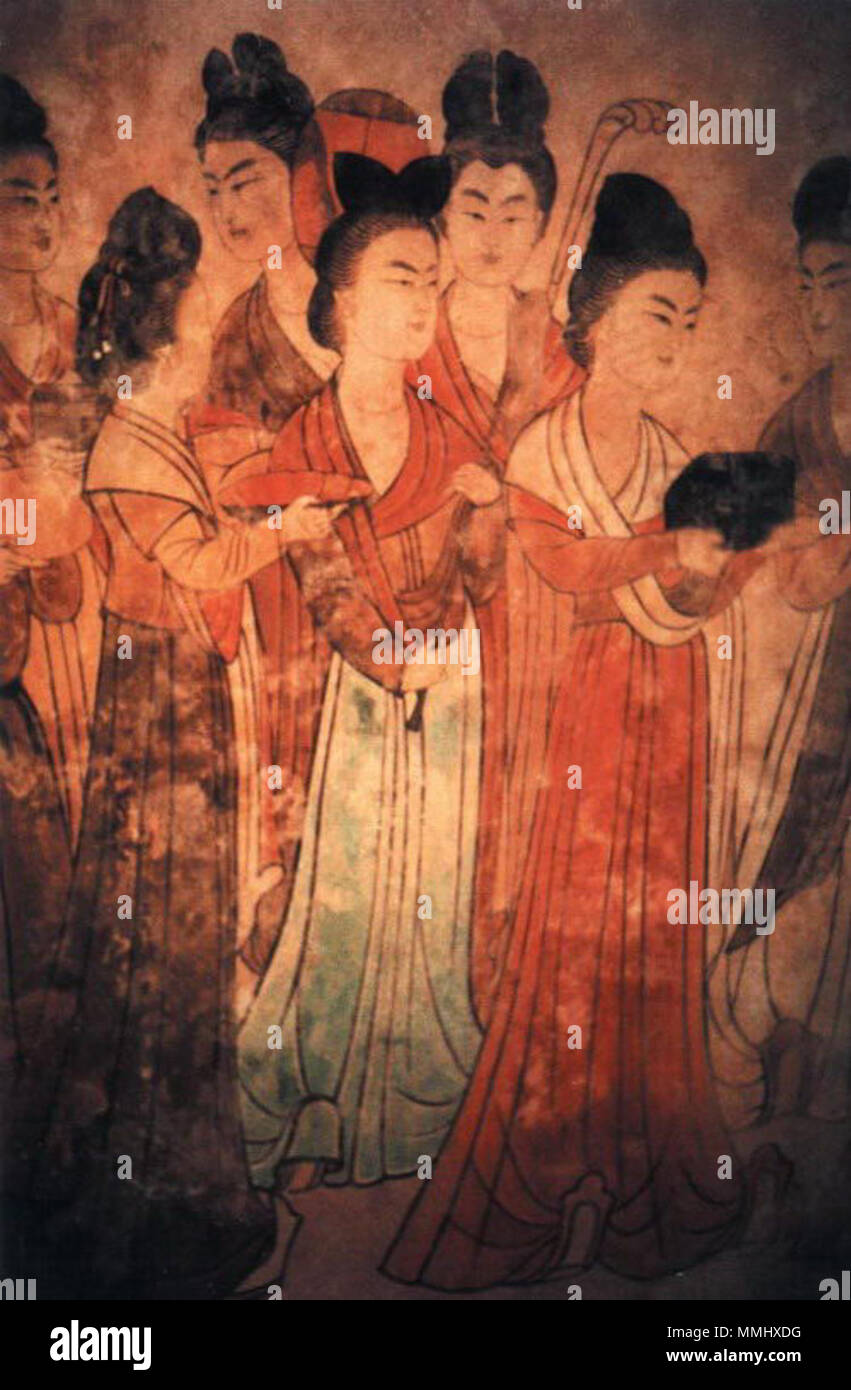 English: 陕西乾县唐永泰公主墓壁画 . Probably Tang dynasty (618-907