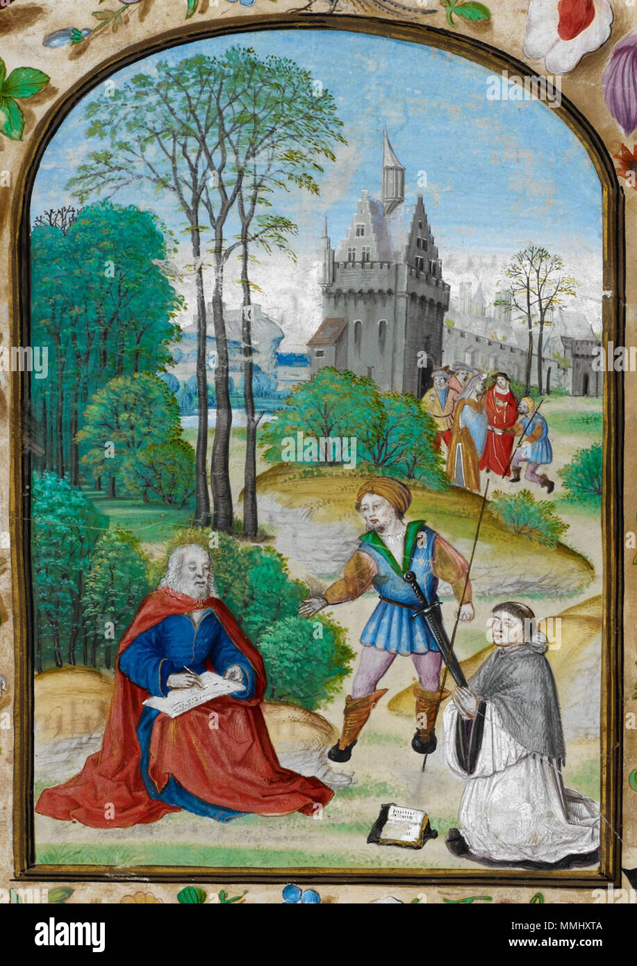 . English British Library MS. Royal 1 E V, folio 5, St. Paul Writing