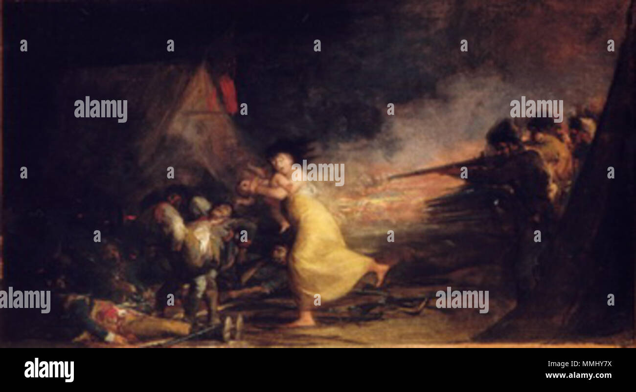 Español: Fusilamiento en un campo militar por Goya . between 1808 and 1810. Fusilamiento en un campo militar por Goya Stock Photo