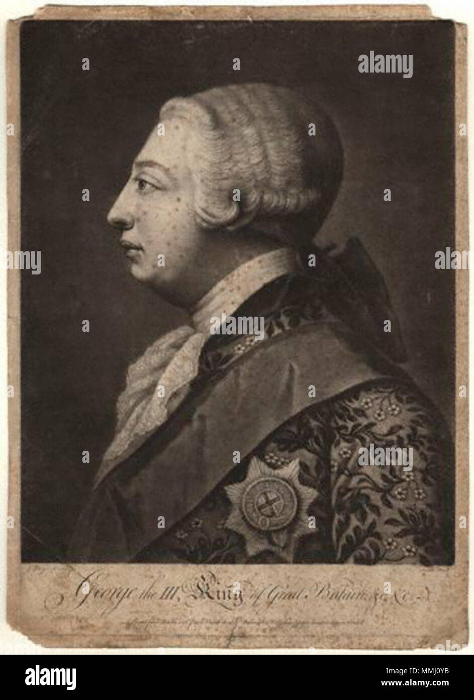 .  English: George III of the United Kingdom  probably by; after John Raphael Smith; Jeremiah Meyer,print,(circa 1760) George III by Jeremiah Meyer Stock Photo