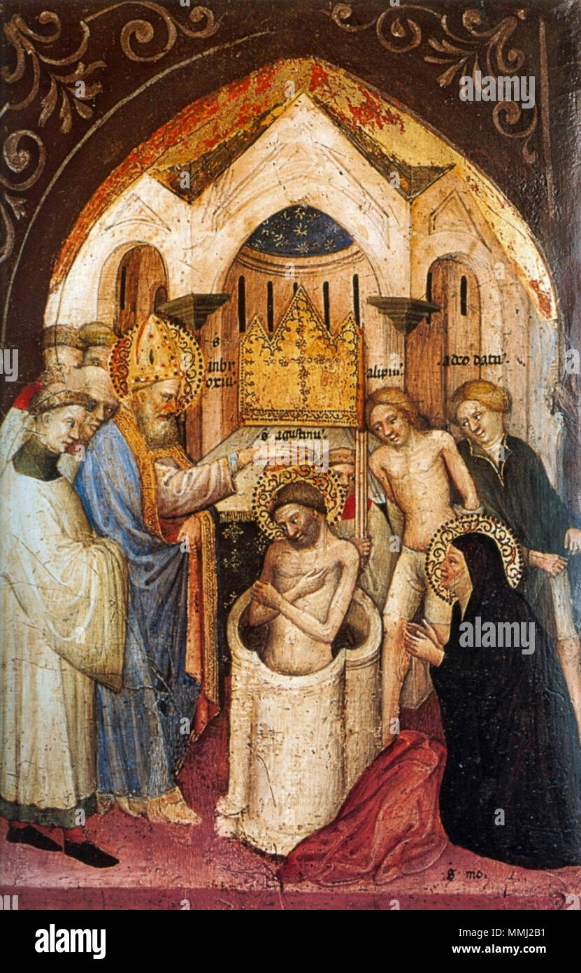 The Saint Augustine Baptized by Saint Ambrose.. between 1413 and 1415. 8 Nicolo di Pietro,1413-15. The Saint Augustine Baptized by Saint Ambrose.