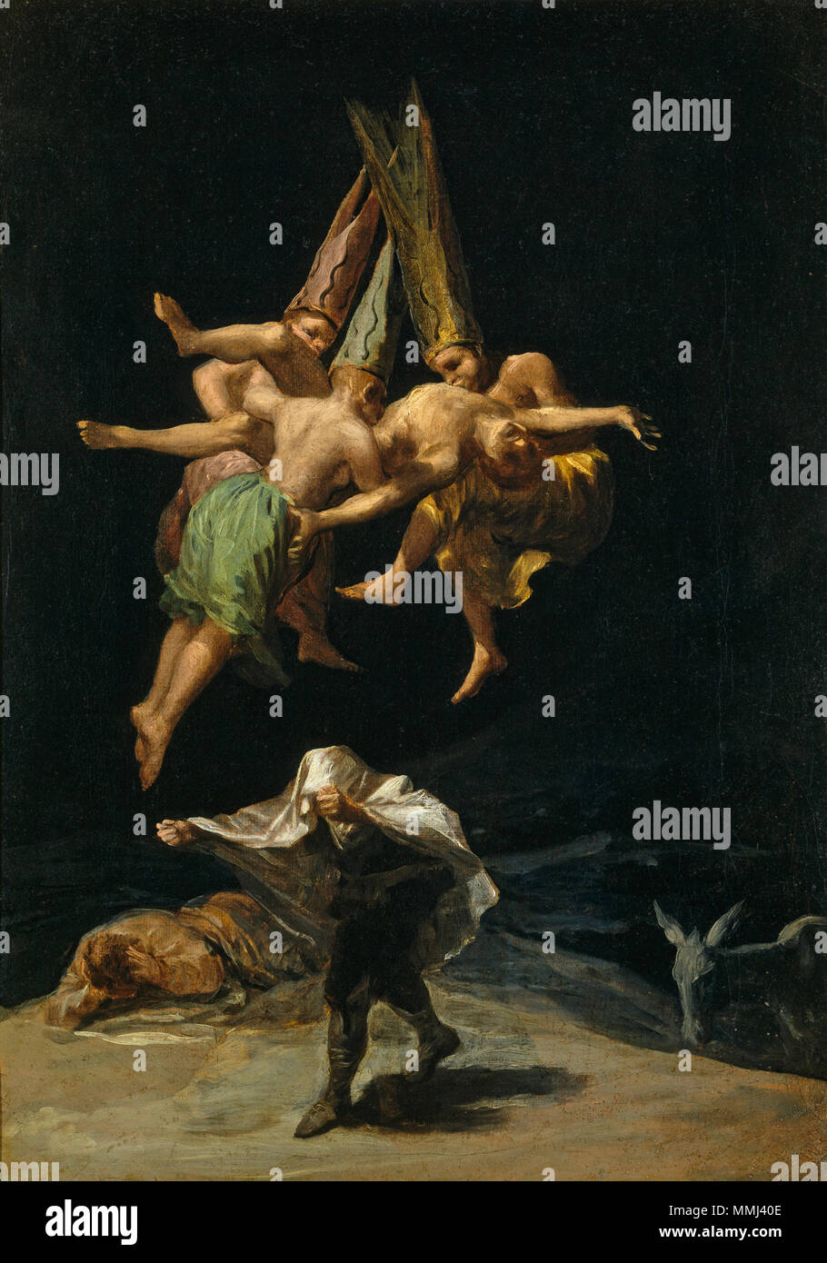The Witches' Flight. 1798. Francisco de Goya - Vuelo de brujas (1798) Stock Photo