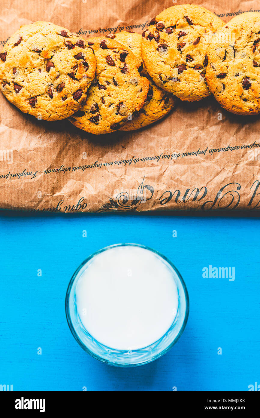 Flat layer cookies and milk Stock Photo