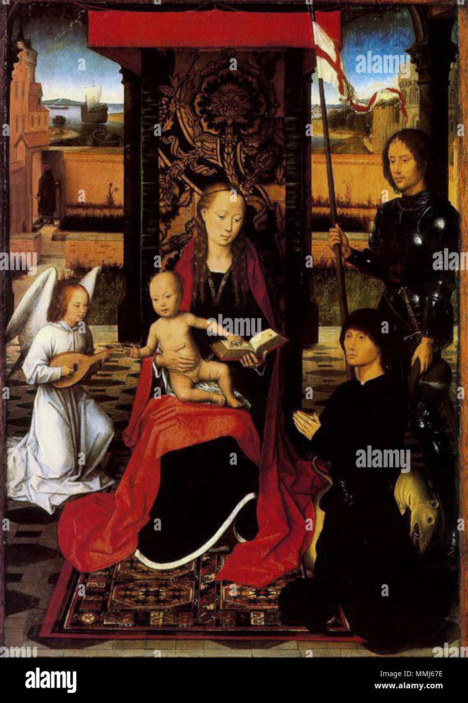 . English: Hans Memling Saint John Altarpiece The Mystic marriage of  Saint Catherine 1474 1479  . between 1474 and 1479.   Hans Memling  (circa 1433–1494)     Alternative names Hans Memlinc, Jan van Memmelynghe  Description Flemish painter and draughtsman  Date of birth/death circa 1433 11 August 1494  Location of birth/death Seligenstadt near Aschaffenburg (?) Bruges  Work location Cologne (?), Brussels, Bruges (1466–1494)  Authority control  : Q106851 VIAF:?36926265 ISNI:?0000 0001 2100 6549 ULAN:?500005611 LCCN:?n50013910 NLA:?35346391 WorldCat Hans Memling The Virgin and Child with Angel  Stock Photo