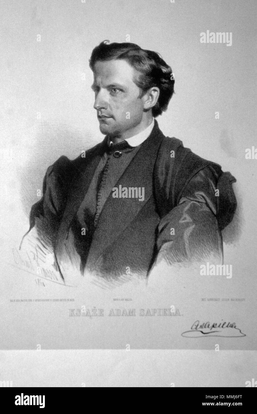 . Deutsch: Adam Fürst Sapieha (1828-1903), polnischer Großgrundbesitzer. Lithographie von Eduard Kaiser, 1861  . 1861. Eduard Kaiser (1820-1895) Adam Sapieha Litho Stock Photo