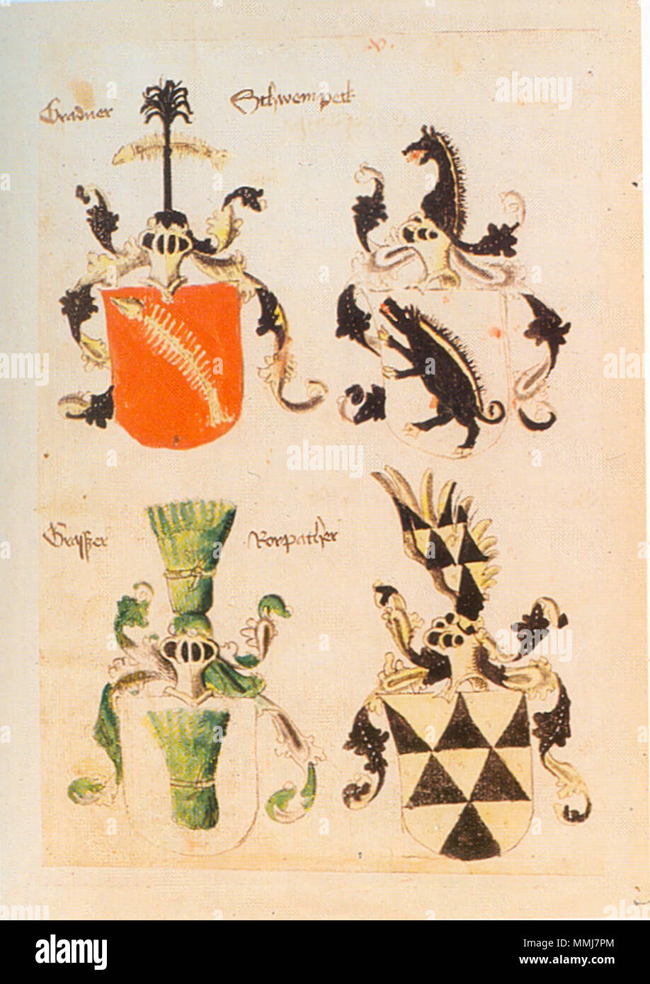 . Ingeram-Codex der ehemaligen Bibliothek Cotta [v] Gradner Schweinpeck Graßer Rorpacher  . 1459. Hans Ingeram and a so called Exempla-master Ingeram Codex 015 Stock Photo