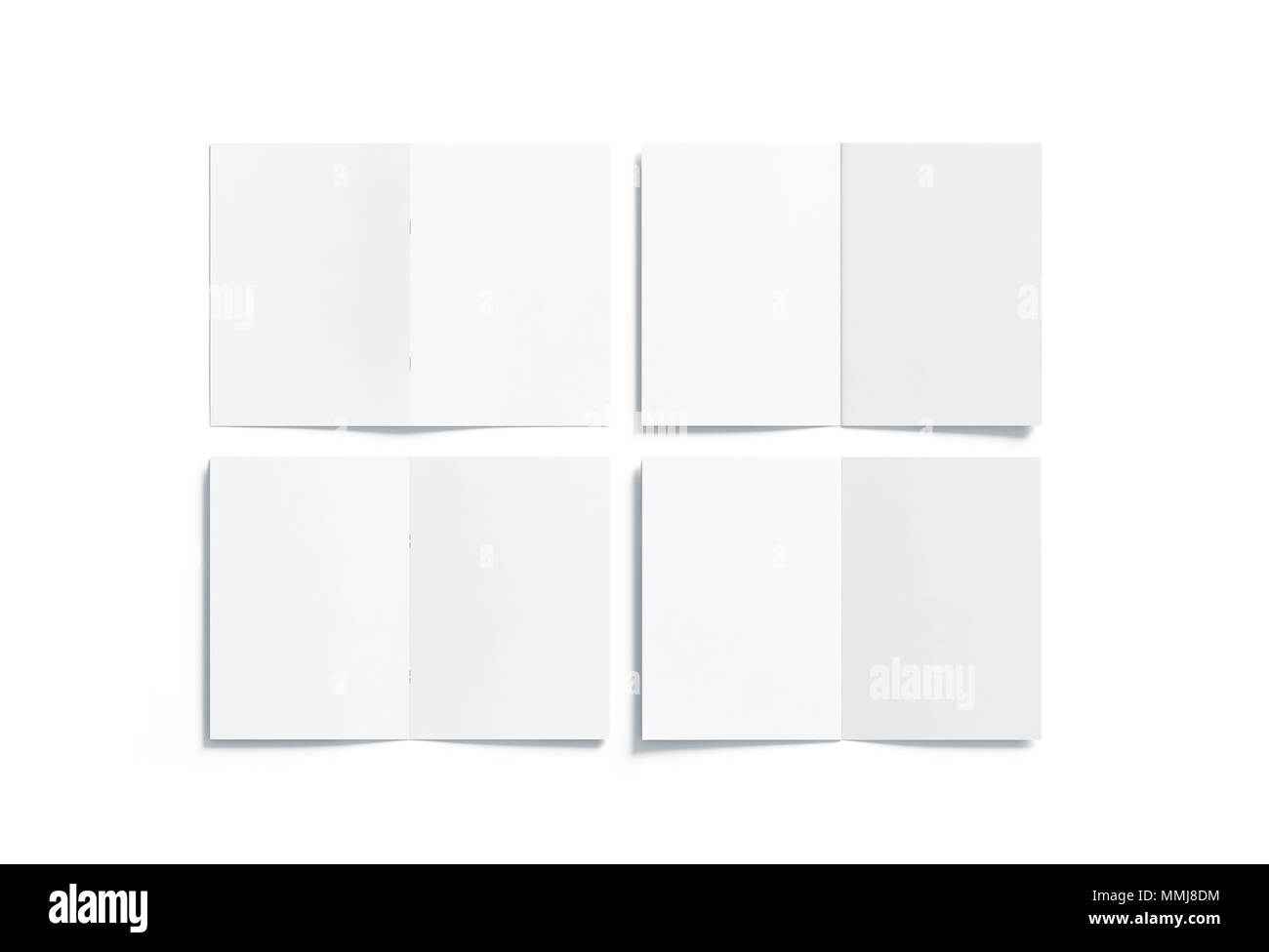 Download Blank White Multi Page A5 Booklet Mock Up Front And Back Side All Pages Top View 3d Rendering Plain Twofold Brochures Mockups Set Isolated Book Cover And Flier Inside Copy Space Stock Photo PSD Mockup Templates