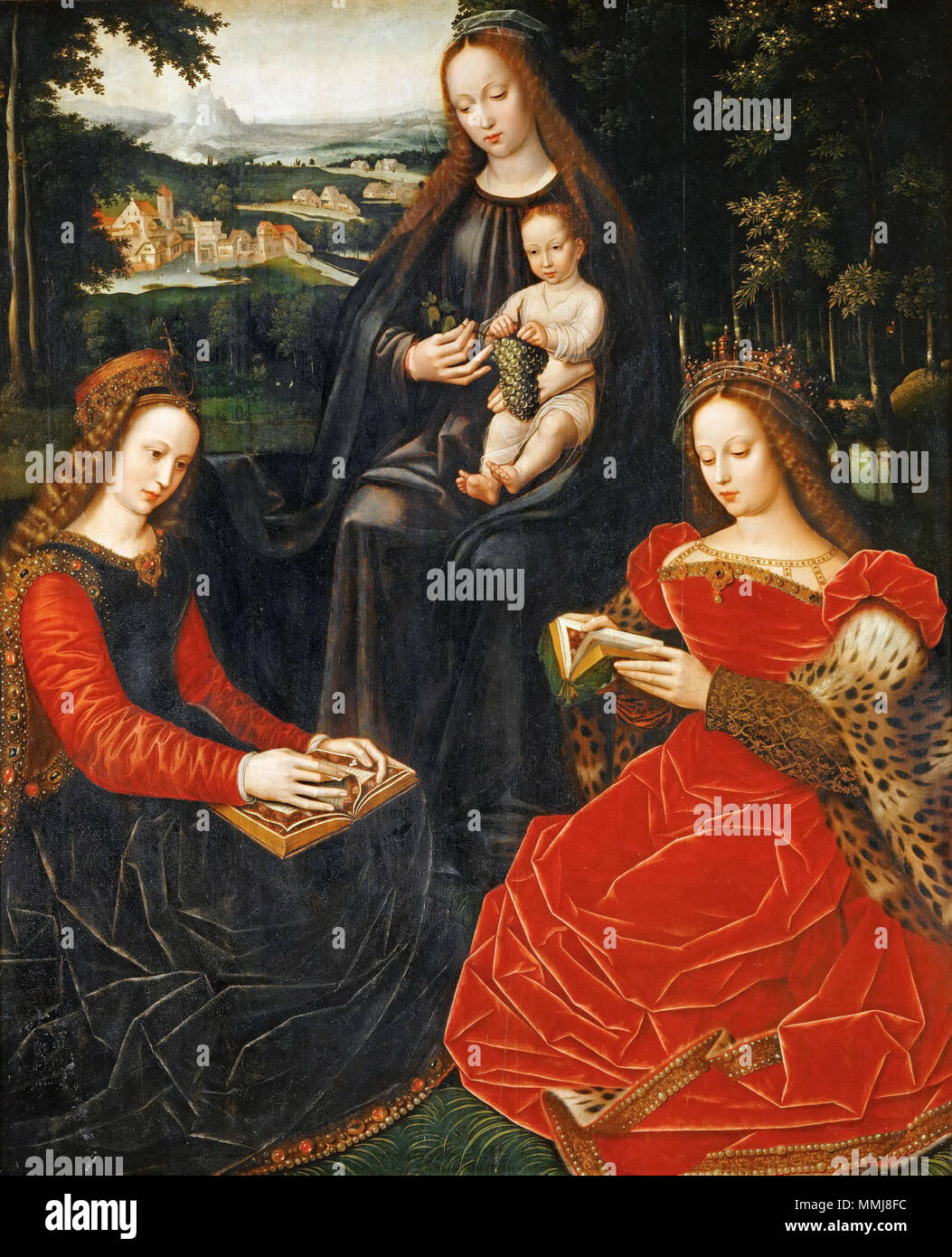 La Vierge et l'Enfant entre sainte Catherine et sainte Barbe. circa 1530 - 1532. Ambrosius Benson - La Vierge et l'Enfant entre sainte Catherine et Barbe (Louvre) Stock Photo