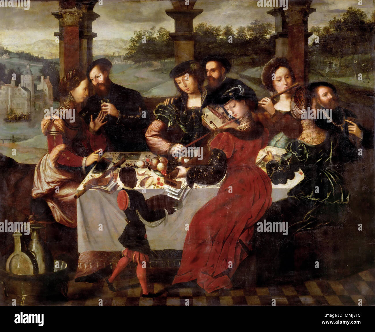 The Concert after the Meal. 1532. Ambrosius Benson - Le concert apres le repas (Louvre) Stock Photo